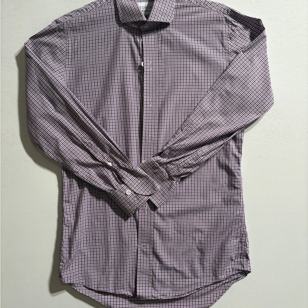 LEDBURY Men's Purple Checkered Casual Button-Down Shirt